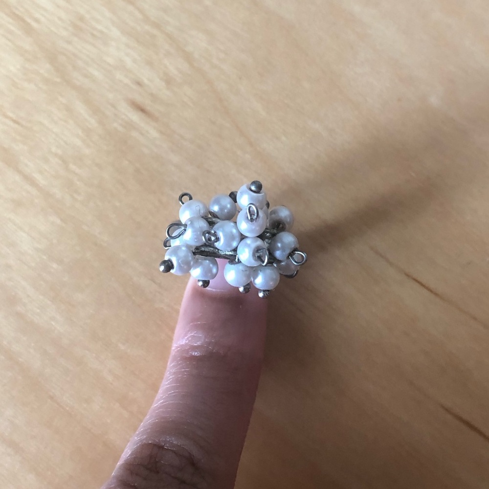 Pearl bouquet adjustable ring